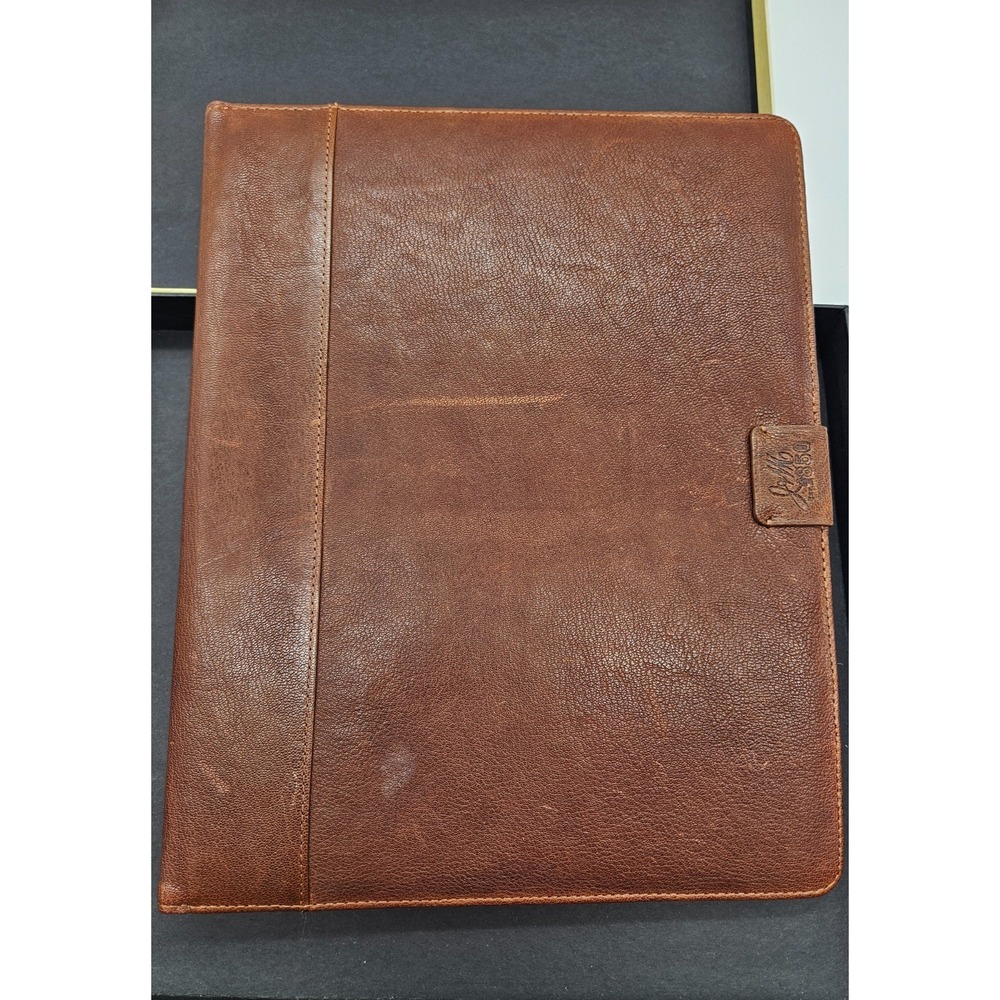 Johnston & Murphy J&M 1850 Brown Leather Portfolio Padfolio Organizer Striped - Picture 12 of 16